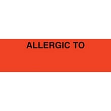 Medical Arts Press® Allergy Warning Medical Labels, Allergic To:, Fluorescent Red, 3/4x2-1/2, 300 L