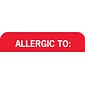 Allergy Warning Medical Labels, Allergic To:, Red and White, 7/8x1-1/2", 500 Labels