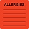 Allergy Warning Medical Labels, Allergies, Fluorescent Red, 2x2, 500 Labels