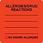 Medical Arts Press® Allergy Warning Medical Labels, Allergies/Drug Reaction, Fluorescent Red, 2x2", 500 Labels