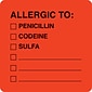 Medical Arts Press® Allergy Warning Medical Labels, Allergic To:, Fluorescent Red, 2x2", 500 Labels