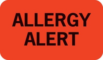 Medical Arts Press® Allergy Warning Medical Labels, Allergy Alert, Fluorescent Red, 7/8x1-1/2, 500