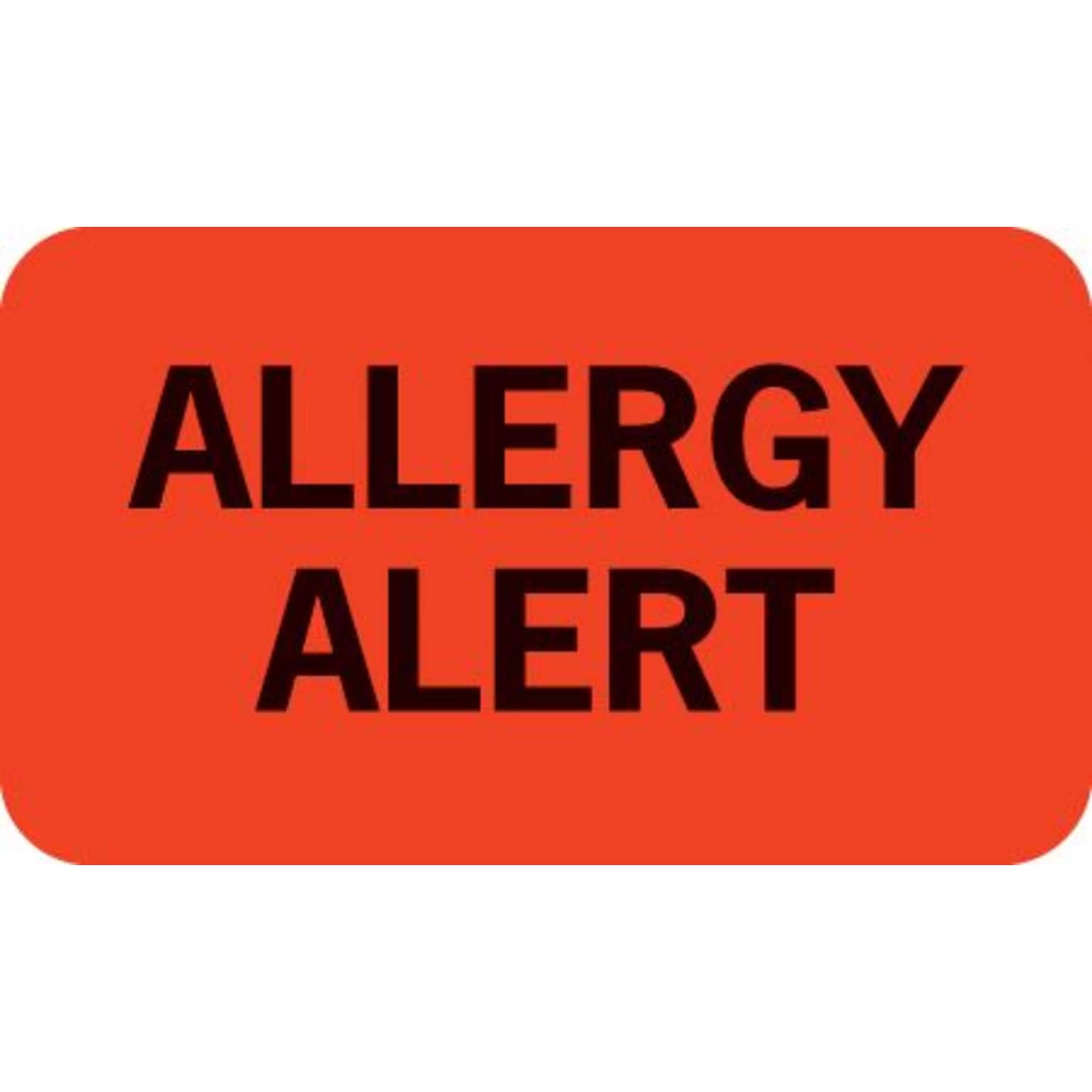 Medical Arts Press® Allergy Warning Medical Labels, Allergy Alert, Fluorescent Red, 7/8x1-1/2, 500 Labels