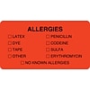 Medical Arts Press® Allergy Warning Medical Labels, Allergies, Fluorescent Red, 1-3/4x3-1/4, 500 La
