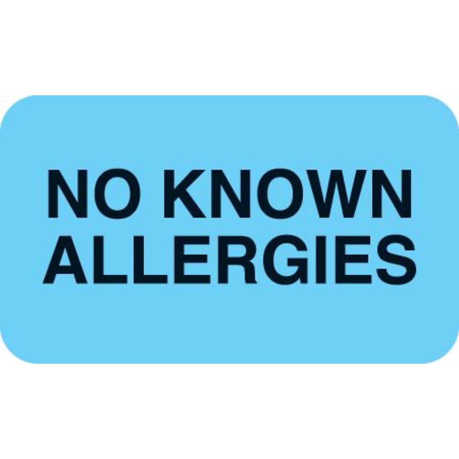 Medical Arts Press® Allergy Warning Medical Labels, No Known Allergies, Light Blue, 7/8x1-1/2, 500 Labels