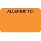 Medical Arts Press® Allergy Warning Medical Labels, Allergic To:, Fluorescent Orange, 7/8x1-1/2, 50