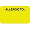Medical Arts Press® Allergy Warning Medical Labels, Allergic To:, Fluorescent Chartreuse, 7/8x1-1/2
