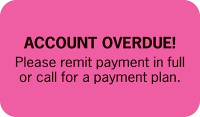 Medical Arts Press®  Past Due Collection Labels, Account Overdue, Fluorescent Pink, 7/8x1-1/2, 500