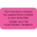 Medical Arts Press® Patient Insurance Labels, Insurance Applied, Fluorescent Pink, 7/8x1-1/2, 500 Labels