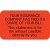 Medical Arts Press® Patient Insurance Labels, Insurance Paid Its Share, Fluorescent Red, 7/8x1-1/2,