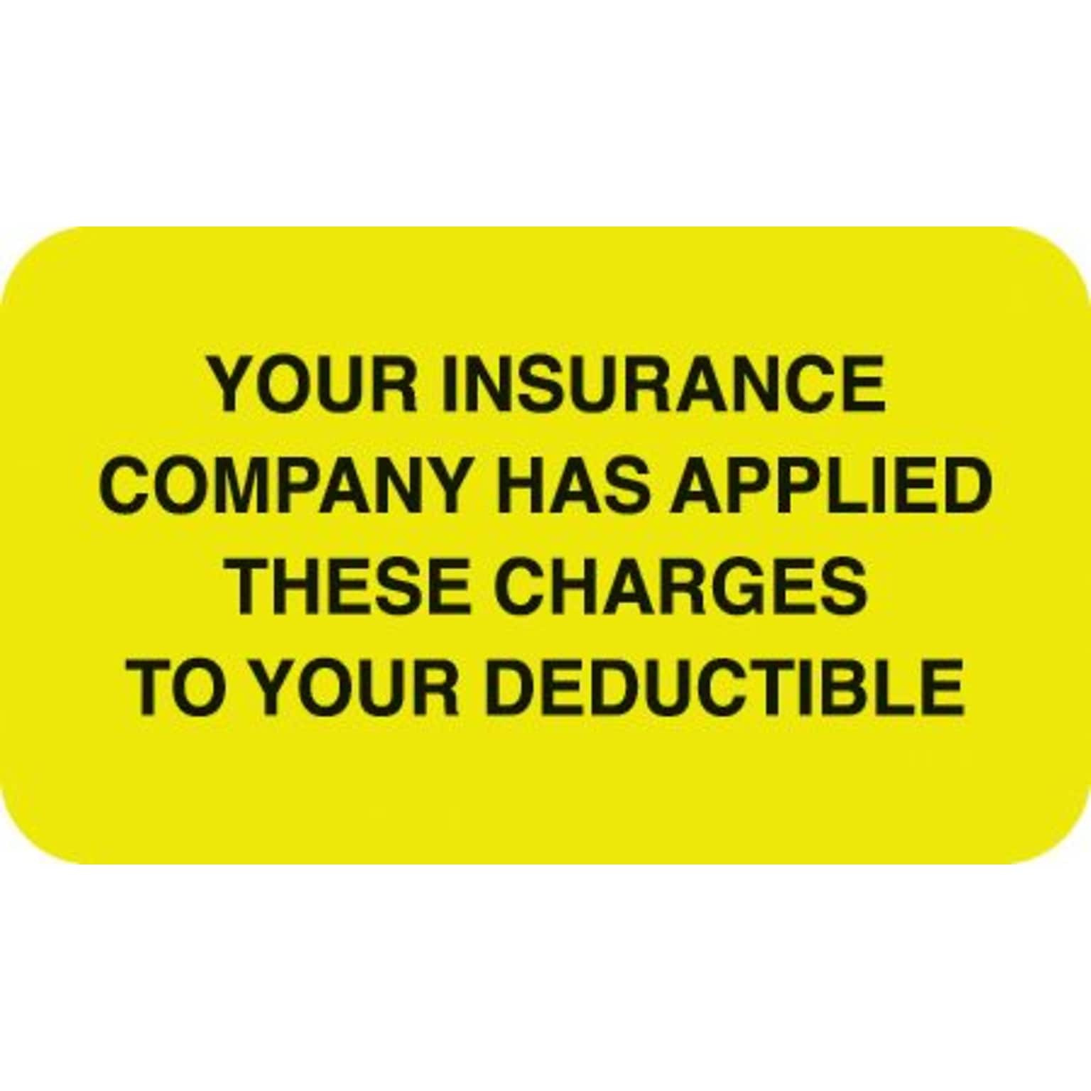 Medical Arts Press® Patient Insurance Labels, Applied to Deductible, Fl Chartreuse, 7/8x1-1/2, 500 Labels