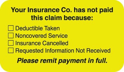 Medical Arts Press® Patient Insurance Labels, Insurance Has Not Paid Checklist, Fl Chartreuse, 7/8x1-1/2, 500 Labels