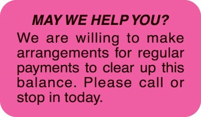 Medical Arts Press® Reminder & Thank You Collection Labels, May We Help You?, Fl Pink, 7/8x1-1/2, 500 Labels