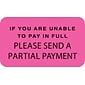 Medical Arts Press® Reminder & Thank You Collection Labels, If Unable To Pay, Fl Pink, 7/8x1-1/2", 500 Labels