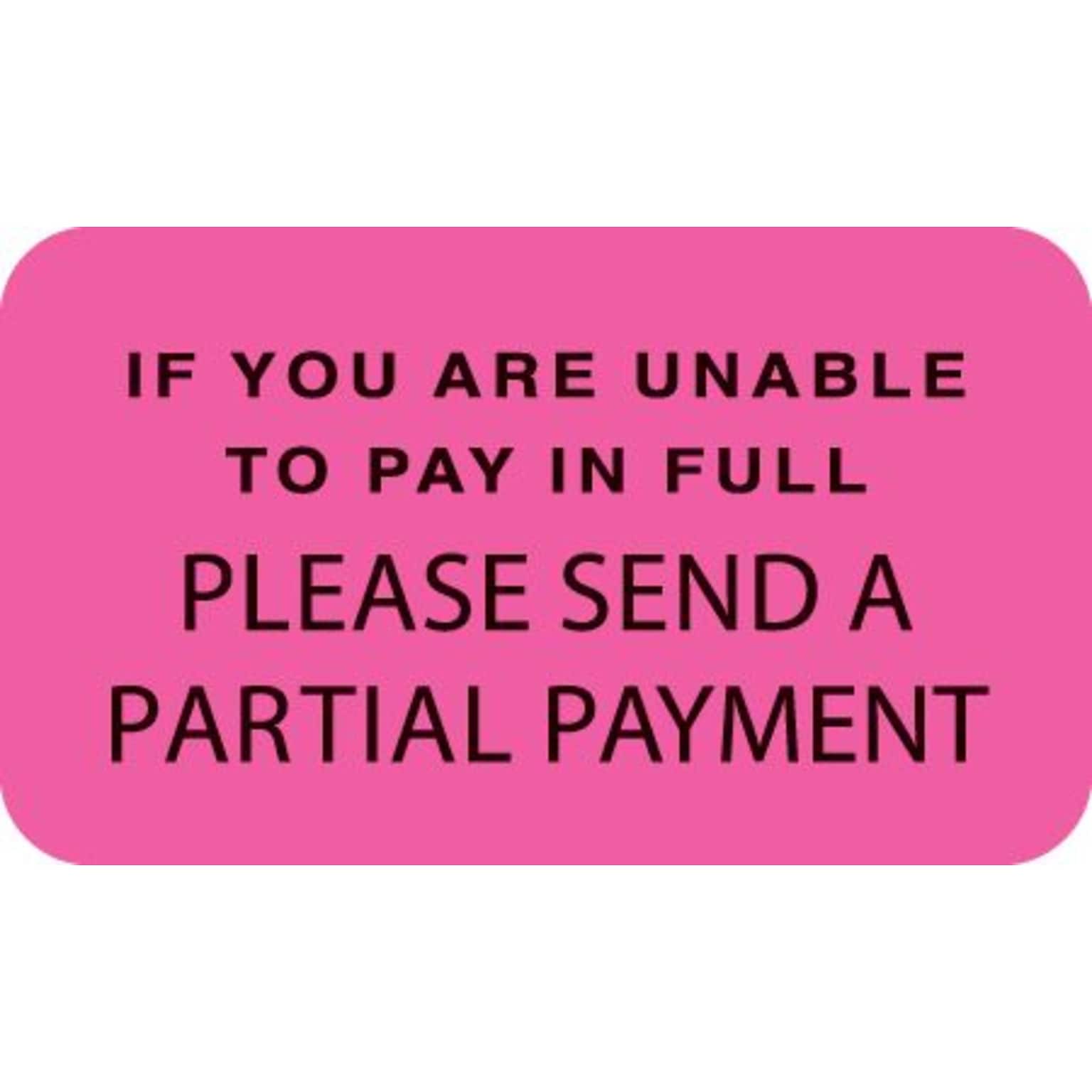 Medical Arts Press® Reminder & Thank You Collection Labels, If Unable To Pay, Fl Pink, 7/8x1-1/2, 500 Labels
