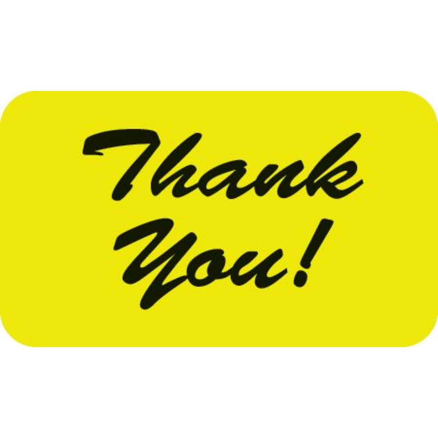 Medical Arts Press® Reminder & Thank You Collection Labels, Thank You!, Fluorescent Chartreuse, 7/8x1-1/2, 500 Labels