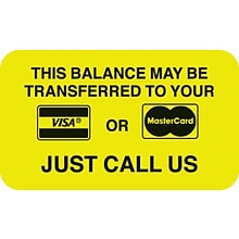 Medical Arts Press® Reminder & Thank You Collection Labels, Visa/MC Payment, Fl Chartreuse, 7/8x1-1/