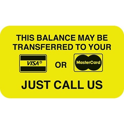 Medical Arts Press® Reminder & Thank You Collection Labels, Visa/MC Payment, Fl Chartreuse, 7/8x1-1/2, 500 Labels