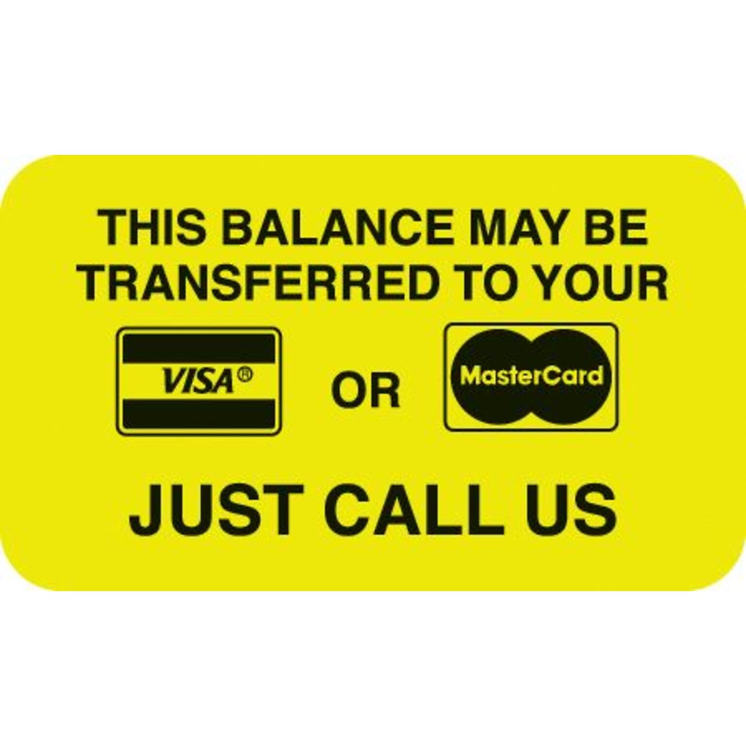 Medical Arts Press® Reminder & Thank You Collection Labels, Visa/MC Payment, Fl Chartreuse, 7/8x1-1/2, 500 Labels