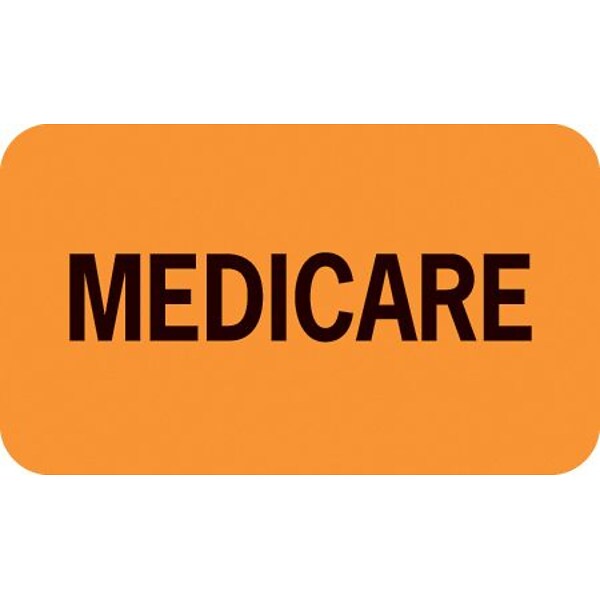 Medical Arts Press® Insurance Chart File Medical Labels, Medicare, Fluorescent Orange, 7/8x1-1/2, 500