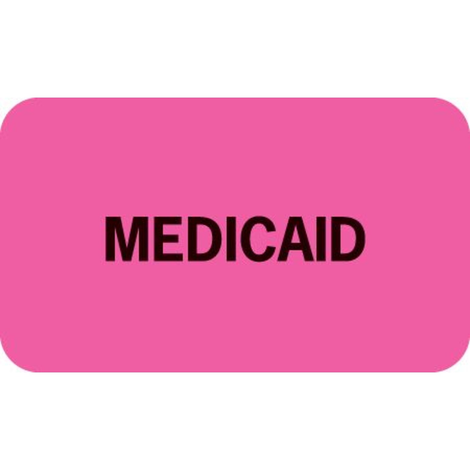 Insurance Chart File Medical Labels, Medicaid, Fluorescent Pink, 7/8x1-1/2, 500 Labels
