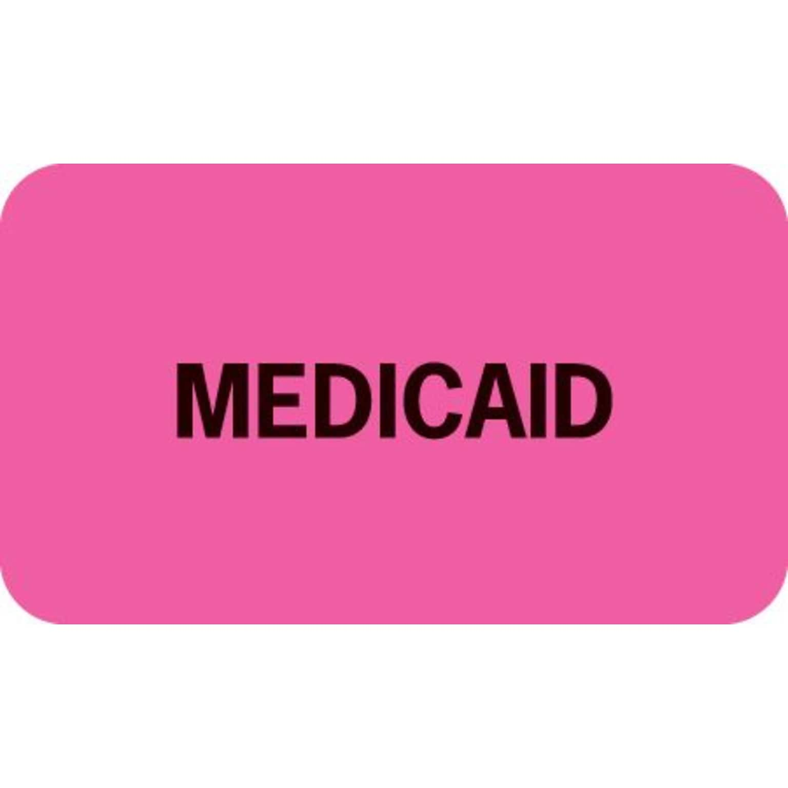 Medical Arts Press® Insurance Chart File Medical Labels, Medicaid, Fluorescent Pink, 7/8x1-1/2, 500 Labels