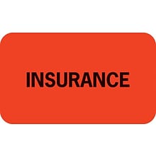 Medical Arts Press® Insurance Chart File Medical Labels, Insurance, Fluorescent Red, 7/8x1-1/2, 500