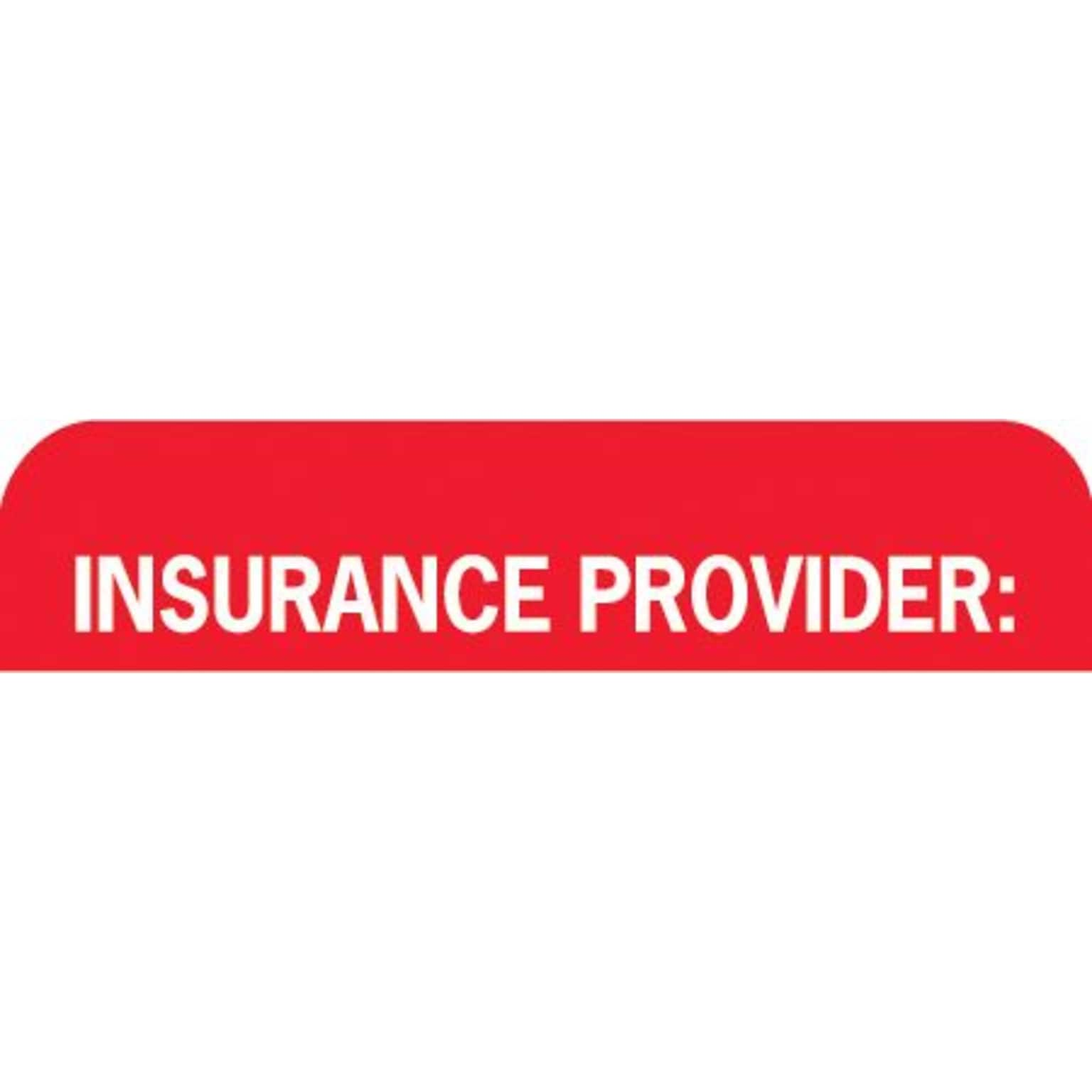 Insurance Chart File Medical Labels, Insurance Provider, Red and White, 7/8x1-1/2, 500 Labels