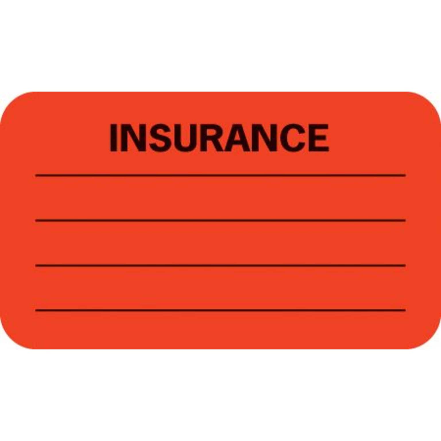 Medical Arts Press® Insurance Chart File Medical Labels, Insurance/Lines, Fluorescent Red, 7/8x1-1/2, 500 Labels