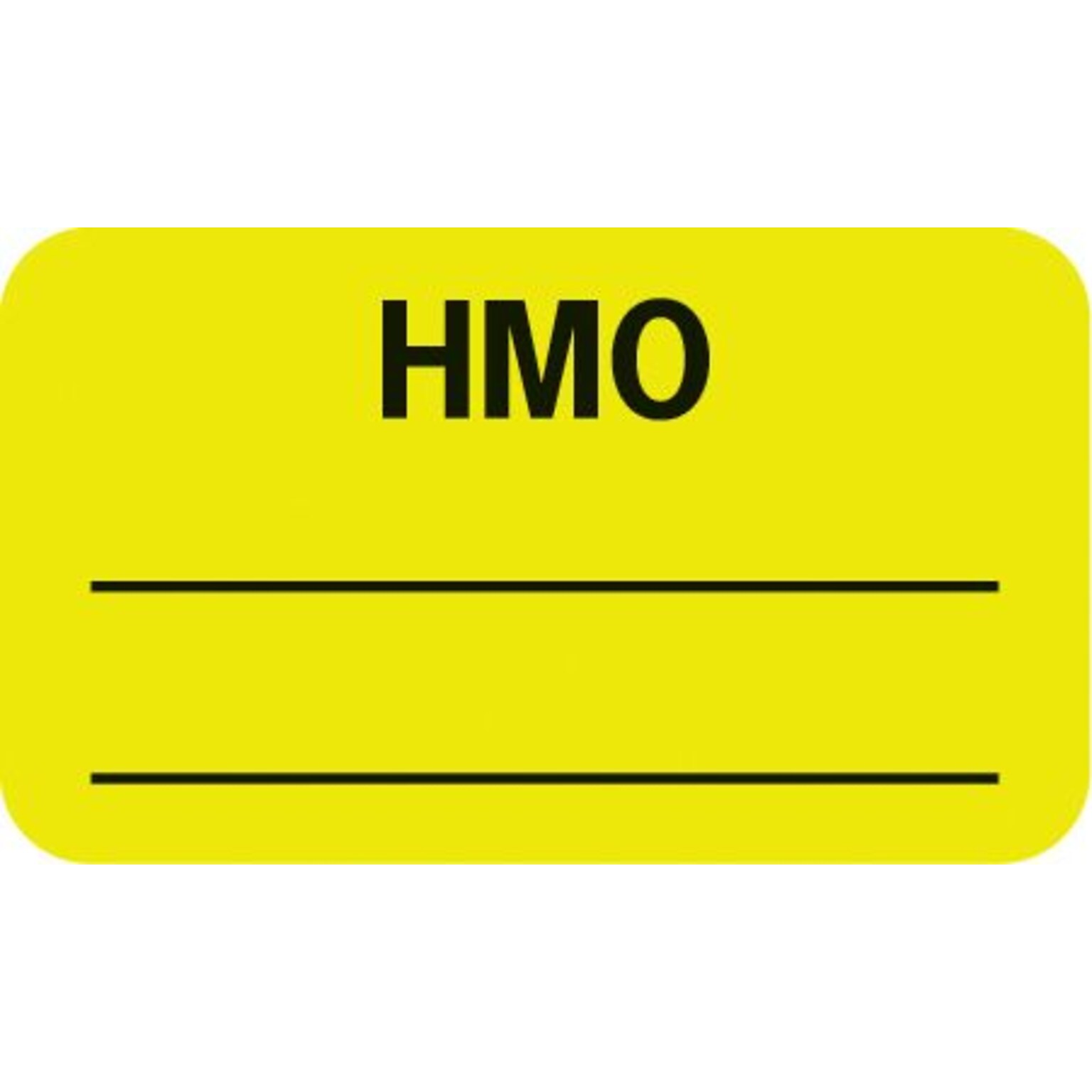 Insurance Chart File Medical Labels, HMO, Fluorescent Chartreuse, 7/8x1-1/2, 500 Labels