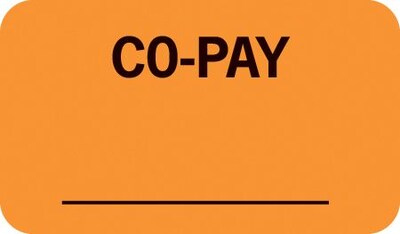 Medical Arts Press® Insurance Chart File Medical Labels, Co-Pay, Fluorescent Orange, 7/8x1-1/2, 500