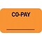 Medical Arts Press® Insurance Chart File Medical Labels, Co-Pay, Fluorescent Orange, 7/8x1-1/2, 500