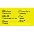 Insurance Chart File Medical Labels, Medicare, Medicaid, BC/BS, Chartreuse, 1-3/4x3-1/4, 250 Labels