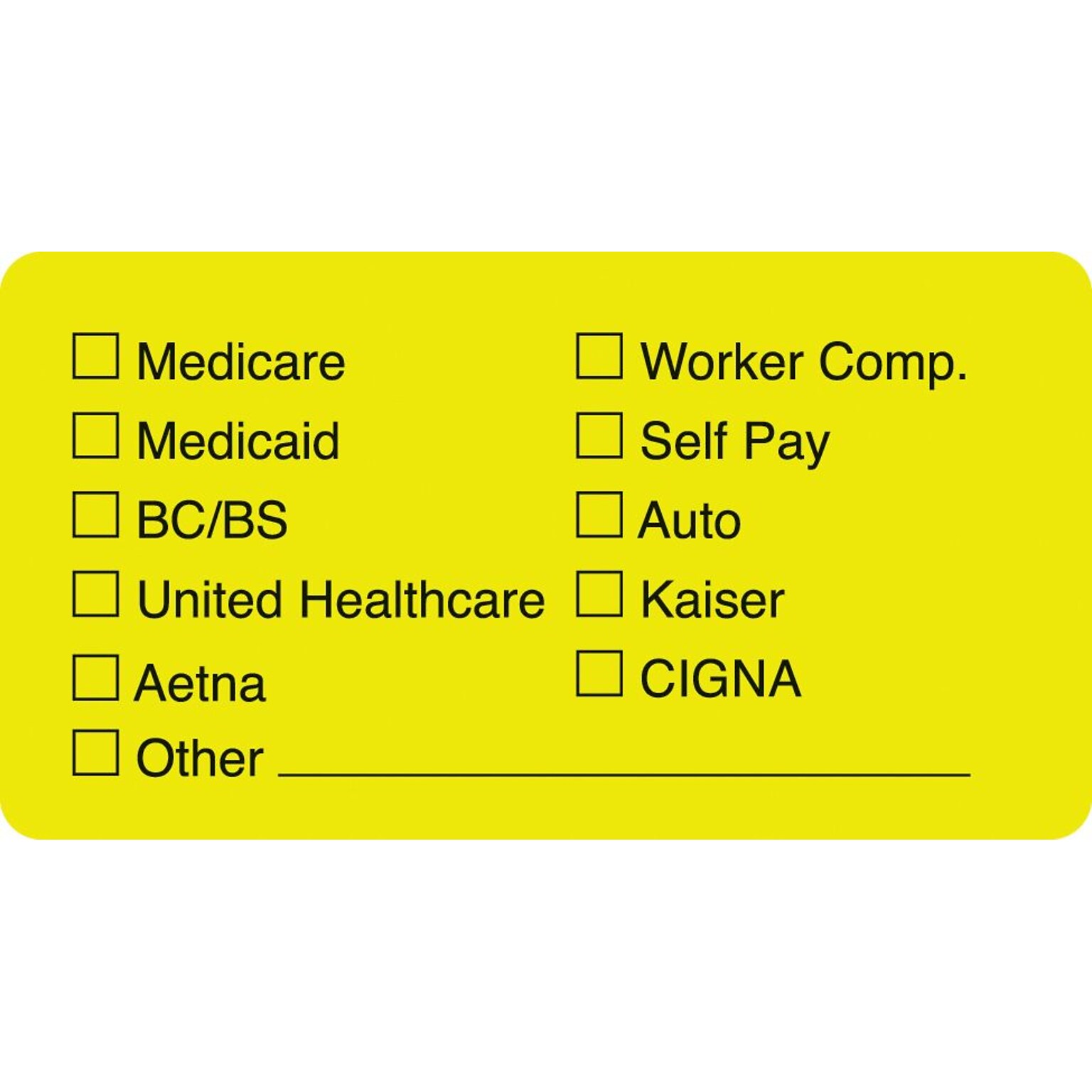 Medical Arts Press® Insurance Chart File Medical Labels, Medicare, Medicaid, BC/BS, Chartreuse, 1-3/4x3-1/4, 500 Labels