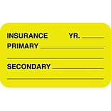 Medical Arts Press® Insurance Chart File Medical Labels, Insurance/Primary/Secondary, Fl Chartreuse,