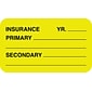 Medical Arts Press® Insurance Chart File Medical Labels, Insurance/Primary/Secondary, Fl Chartreuse, 7/8x1-1/2", 500