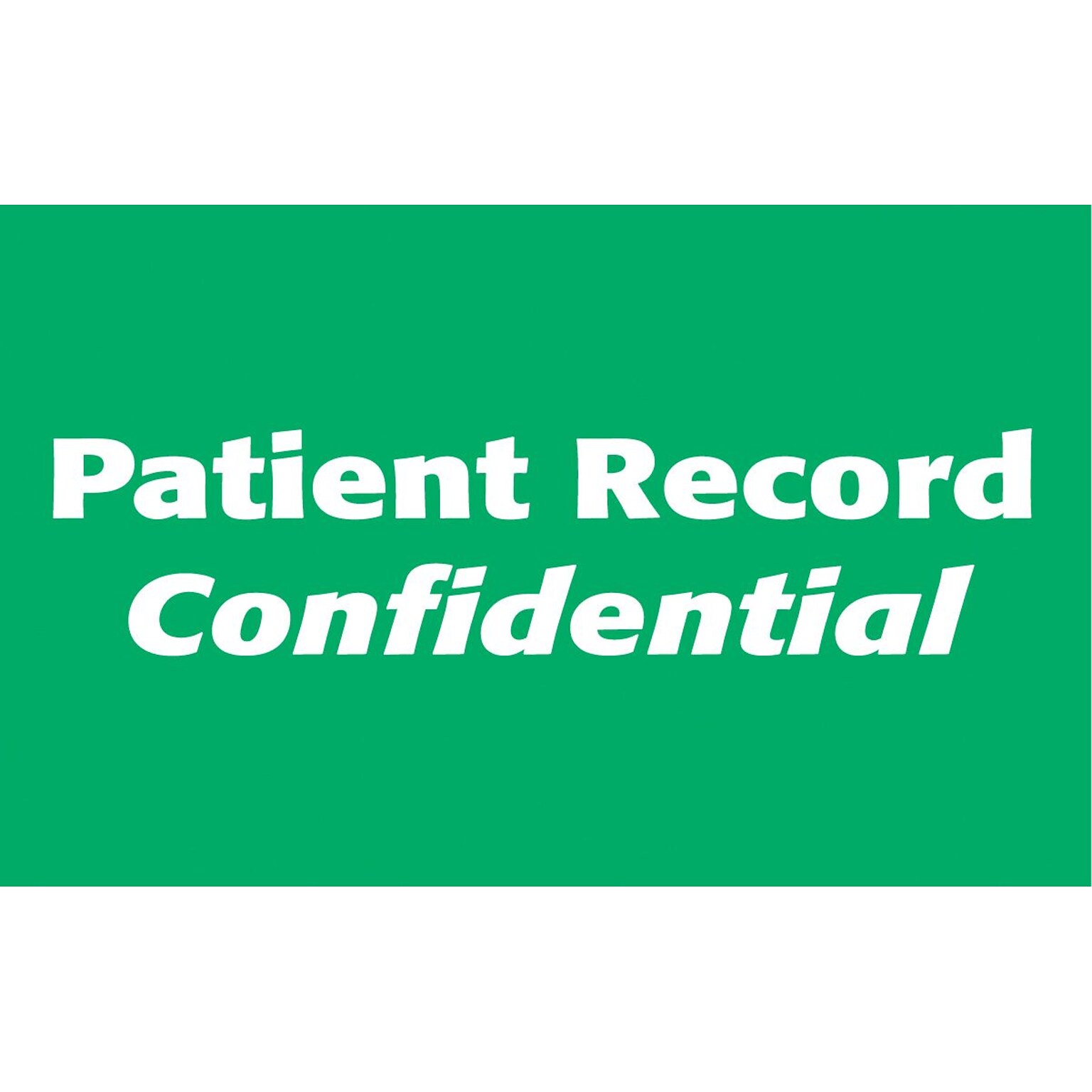 Patient Record Labels, Patient Record Confidential, Green, 4x2-1/2, 100 Labels