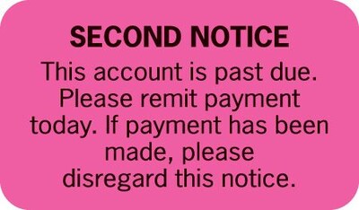 Collection and Notice Collection Labels, Second Notice, Fluorescent Pink, 0.875 x 1.5 inch, 500 Labe