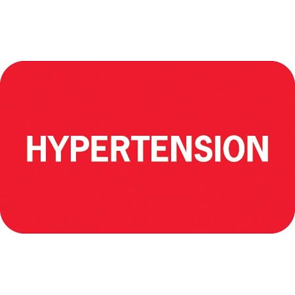 Medical Arts Press® Chart Alert Medical Labels, Hypertension, Red, 7/8x1-1/2, 500 Labels