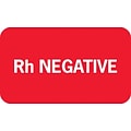 Chart Alert Medical Labels, Rh Negative, Red, 7/8x1-1/2, 500 Labels