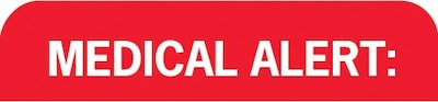 Chart Alert Medical Labels, Medical Alert, Red and White, 7/8x1-1/2, 500 Labels