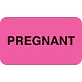 Chart Alert Medical Labels, Pregnant, Fluorescent Pink, 7/8x1-1/2, 500 Labels