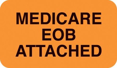 Medical Arts Press® Insurance Carrier Collection Labels, Medicare EOB Attached, Fl Orange, 7/8x1-1/2, 500 Labels