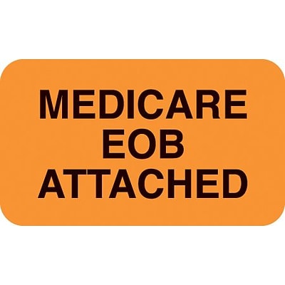 Medical Arts Press® Insurance Carrier Collection Labels, Medicare EOB Attached, Fl Orange, 7/8x1-1/2, 500 Labels
