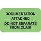Medical Arts Press® Insurance Carrier Collection Labels, Documentation Attached, Fl Green, 7/8x1-1/2", 500 Labels