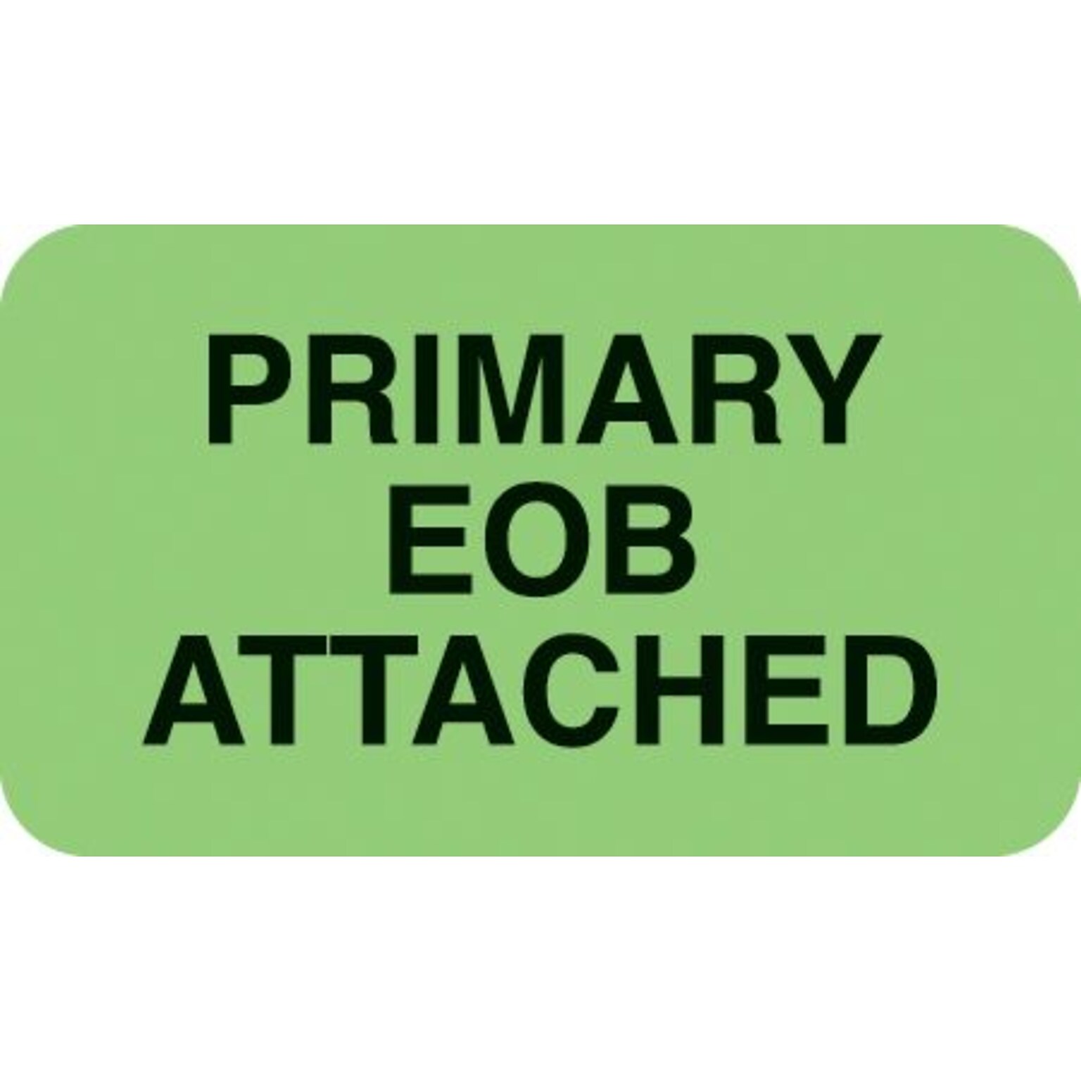 Insurance Carrier Collection Labels, Primary EOB Attached, Fl Green, 7/8x1-1/2, 250 Labels