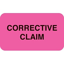 Medical Arts Press® Insurance Carrier Collection Labels, Corrective Claim, Fl Pink, 7/8x1-1/2, 500