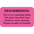 Medical Arts Press® Insurance Carrier Collection Labels, Resubmission, Fluorescent Pink, 7/8x1-1/2, 500 Labels