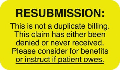 Medical Arts Press® Insurance Carrier Collection Labels, Resubmission, Fl Chartreuse, 7/8x1-1/2, 50