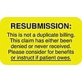 Medical Arts Press® Insurance Carrier Collection Labels, Resubmission, Fl Chartreuse, 7/8x1-1/2, 50